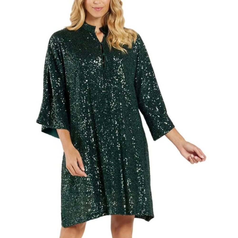 Jude Connally Green Sequin Delia Tunic Dress‎ - SZ L - NWT